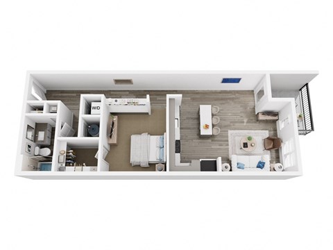 Floor plan for 1 bed, 1 bath, 818 sqft